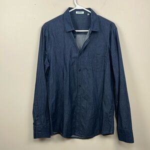 BIKKEMBERGS medium denim oxford button up shirt